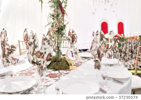 Interior of a wedding tent decoration ready for 37230374