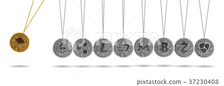 Newton cradle of gold and silver crypto currencies 37230408
