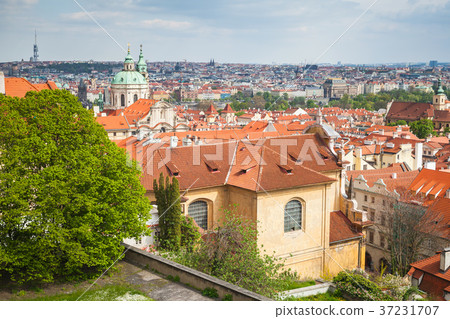 Old Prague town roofs in sunny summer day Old Prague town roofs in sunny summer day 37231707