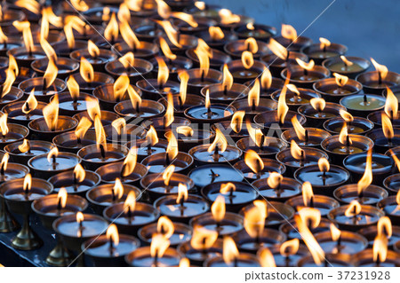 Burning ritual candles in nepali temple. Kathmandu Burning ritual candles in nepali temple. Kathmandu 37231928