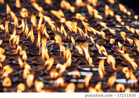 Burning ritual candles in nepali temple. Kathmandu Burning ritual candles in nepali temple. Kathmandu 37231930