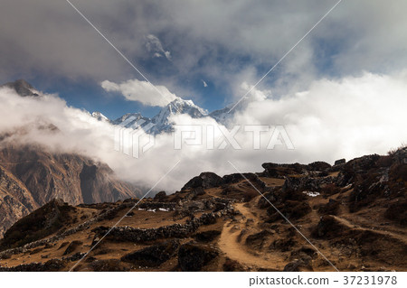 mountains in Himalayas, Nepal, on the hiking trail 37231978