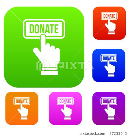 Hand presses button to donate set collection Hand presses button to donate set collection 37233943