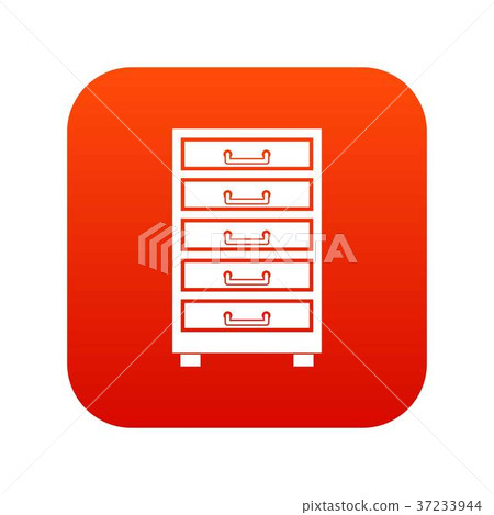 Wooden cabinet with drawers icon digital red Wooden cabinet with drawers icon digital red 37233944