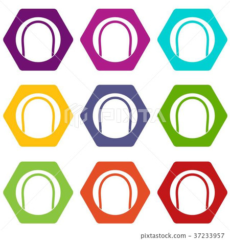 Black and white tennis ball icon set color hexahedron Black and white tennis ball icon set color hexahedron 37233957