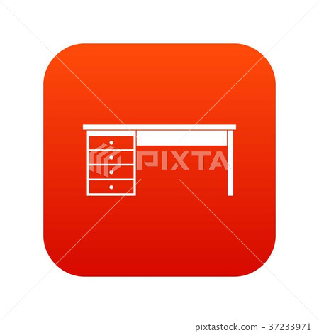 Wooden office desk icon digital red 37233971