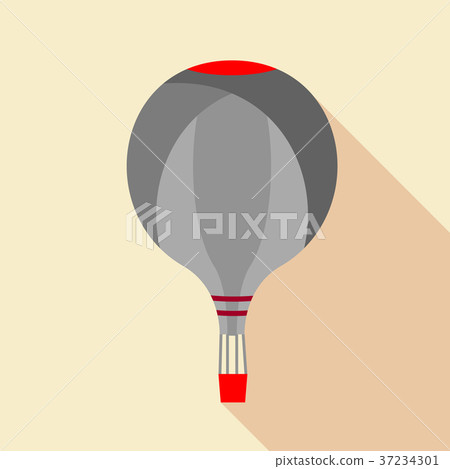 Grey hot air balloon icon, flat style 37234301