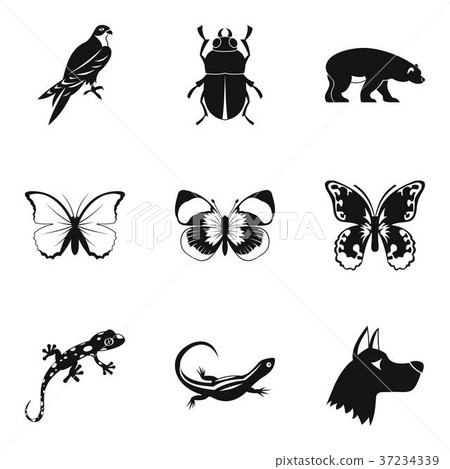 Beetle icons set, simple style Beetle icons set, simple style 37234339