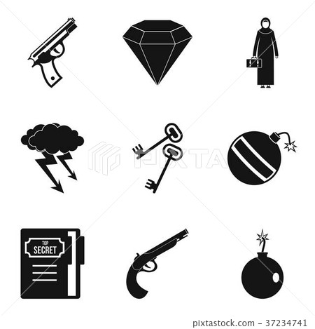 Anti terrorism icons set, simple style - 스톡일러스트 [37234741] - PIXTA