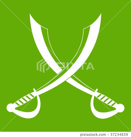 Crossed sabers icon green Crossed sabers icon green 37234839