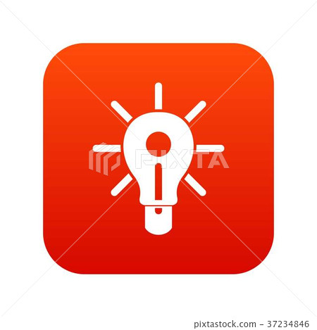 Glowing light bulb icon digital red 37234846