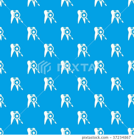 Tooth with magnifying glass pattern seamless blue Tooth with magnifying glass pattern seamless blue 37234867
