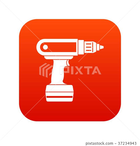 Electric screwdriver drill icon digital red Electric screwdriver drill icon digital red 37234943