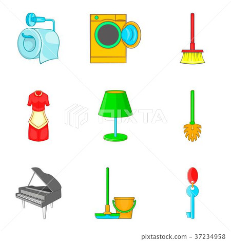 Apartment icons set, cartoon style Apartment icons set, cartoon style 37234958