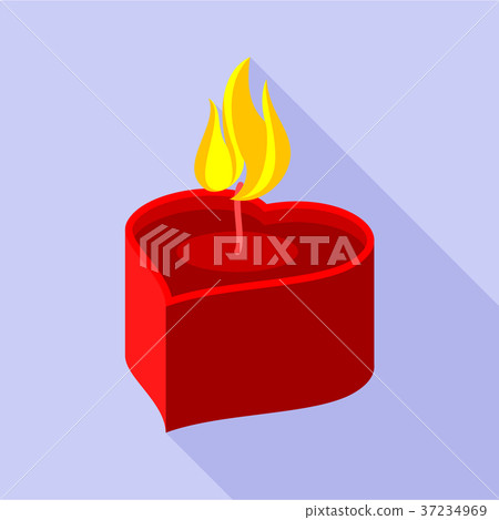 Heart candle icon, flat style Heart candle icon, flat style 37234969