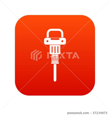 Pneumatic hammer icon digital red Pneumatic hammer icon digital red 37234973