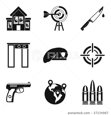 Mobster icons set, simple style Mobster icons set, simple style 37234987