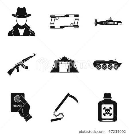 Delinquent icons set, simple style Delinquent icons set, simple style 37235002