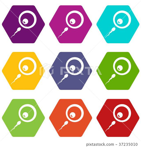 Donor sperm icon set color hexahedron Donor sperm icon set color hexahedron 37235010
