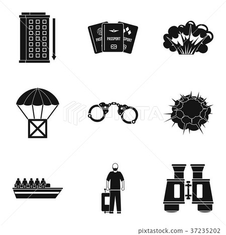 Malefactor icons set, simple style Malefactor icons set, simple style 37235202