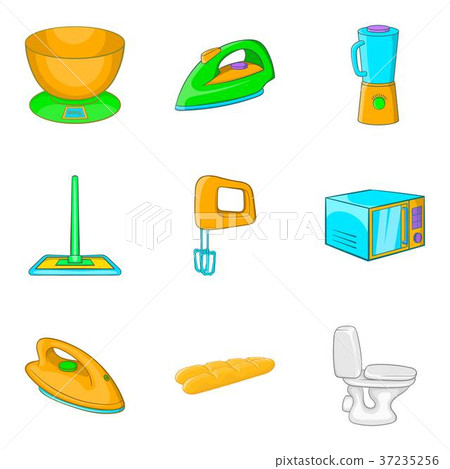 Laundry icons set, cartoon style Laundry icons set, cartoon style 37235256