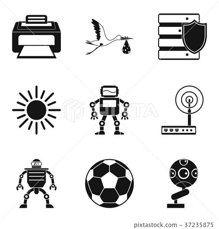 Cyber prosthesis icons set, simple style Cyber prosthesis icons set, simple style 37235875