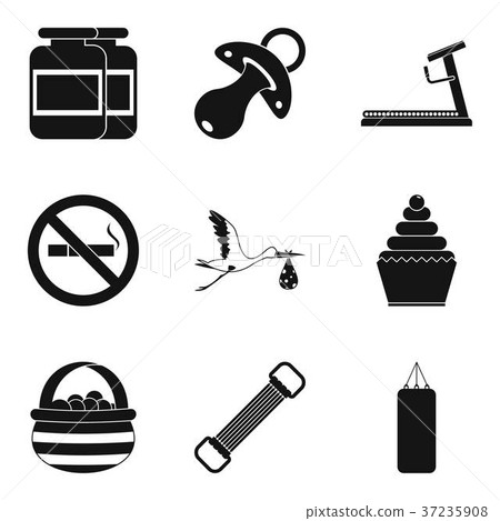 Healthy child icons set, simple style - Stock Illustration [37235908 ...