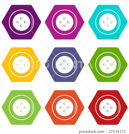 Button for clothing icon set color hexahedron Button for clothing icon set color hexahedron 37236171