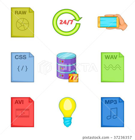 File processing icons set, cartoon style 37236357