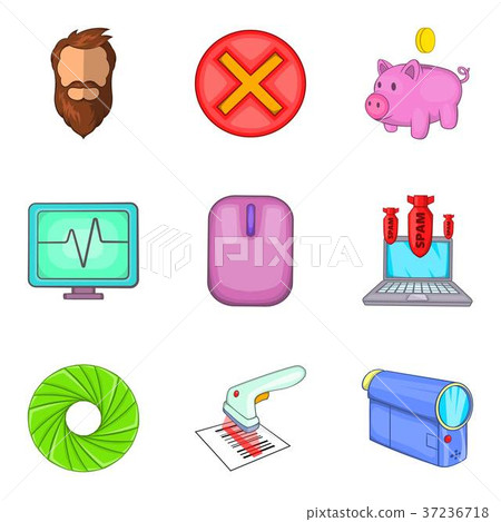 Banking app icons set, cartoon style Banking app icons set, cartoon style 37236718