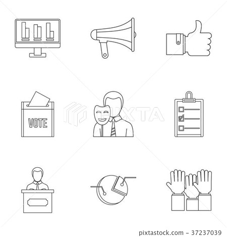 Consulting icons set, outline style 37237039
