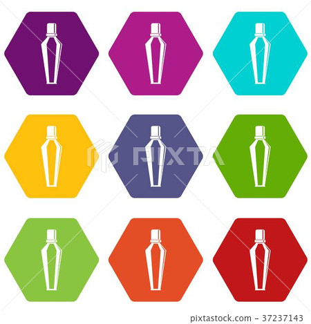 Elegant woman perfume glass bottle icon set... - Stock Illustration ...