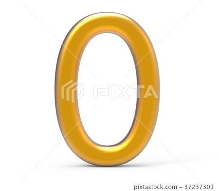 3D render golden number 0 37237301