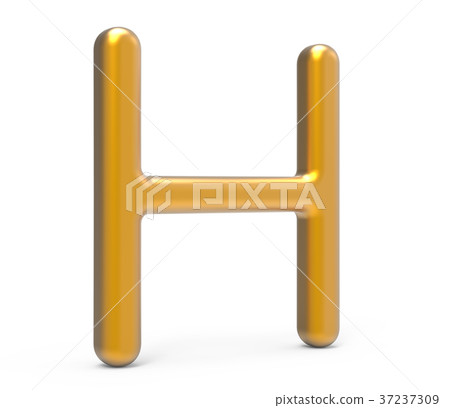 3D render metallic alphabet H 3D render metallic alphabet H 37237309