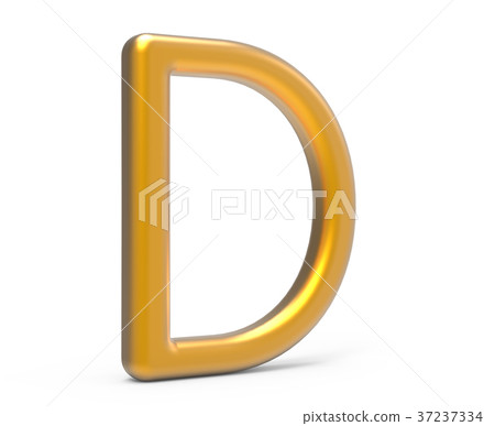 3D render metallic alphabet D 37237334