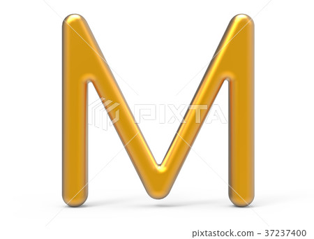3D render metallic alphabet M 3D render metallic alphabet M 37237400
