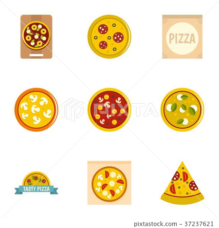 Pizza icons set, flat style 37237621