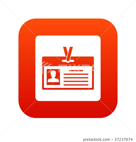 Identification card icon digital red Identification card icon digital red 37237674