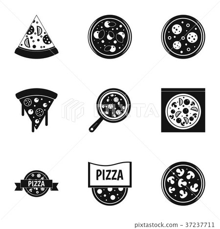 Pizza assortment icons set, simple style 37237711