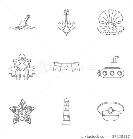 Sailor icons set, outline style 37238117