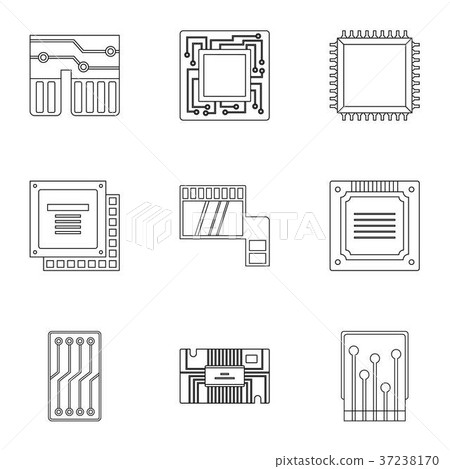 Hardware icons set, outline style 37238170
