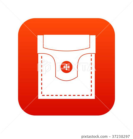 Valve pocket with button icon digital red - Stock Illustration ...