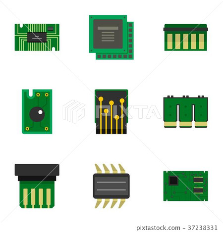 Processor icons set, flat style 37238331
