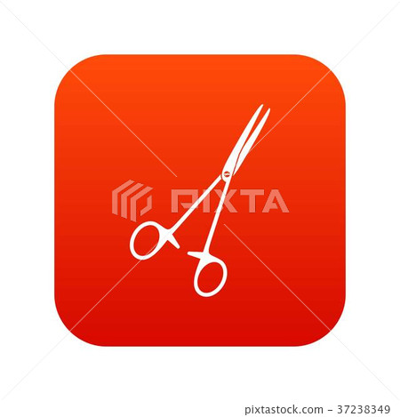 Medical clamp scissors icon digital red 37238349