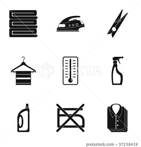 Dry cleaning icons set, simple style Dry cleaning icons set, simple style 37238419