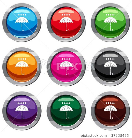Umbrella and rain drops set 9 collection 37238455