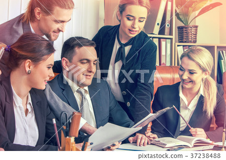 Happy group business people in office. Happy group business people in office. 37238488