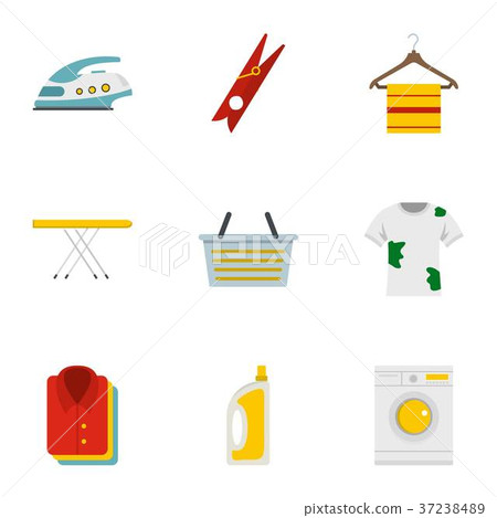Ironing icons set, flat style Ironing icons set, flat style 37238489