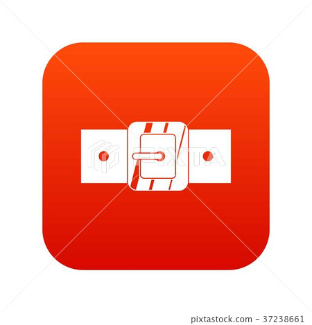 Square belt buckle icon digital red 37238661