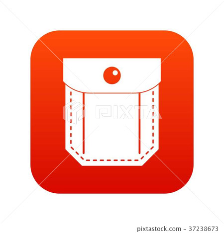Pocket with valve and button icon digital red - Stock Illustration ...
